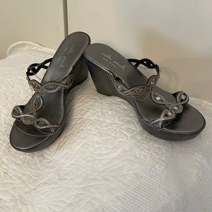 Silver wedge sandals